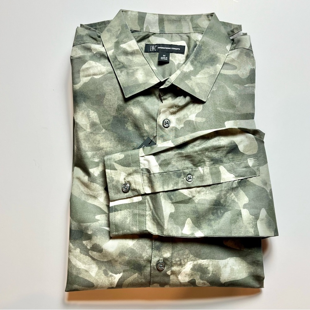🆕 INC Camo Long Sleeve Button Down - Med